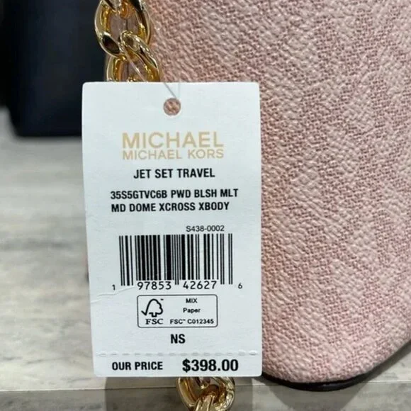 LOW START Michael Kors Blush Pink Jet Set Color-Block Crossbody NWT - Picture 4 of 5